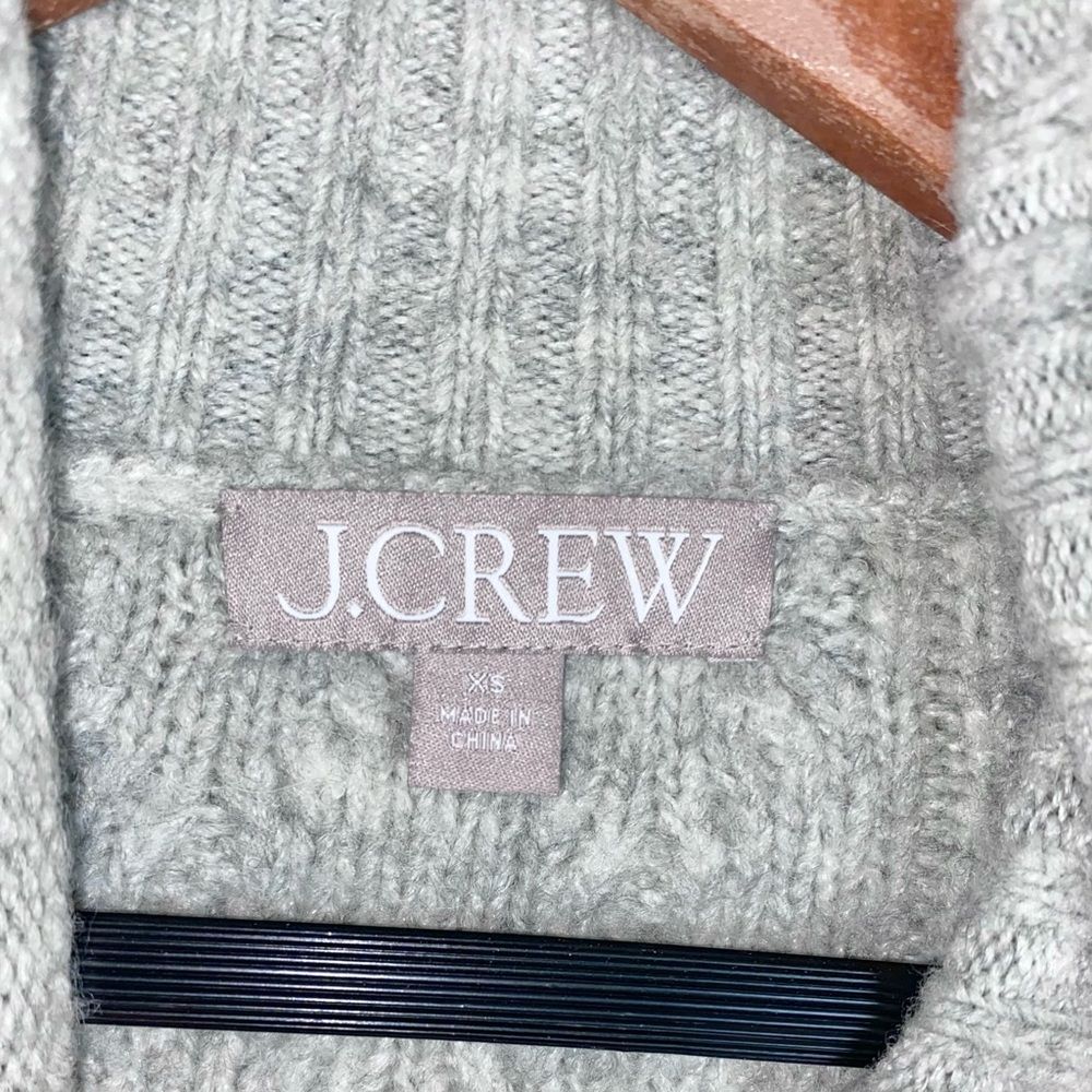 J. Crew Womens Turtleneck Grey Merino Wool Blend Cable-Knit Pullover Sweater - Picture 5 of 6